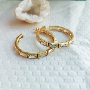 New Gold Julie Vos Antonia Cubic Zirconia Hoop Earrings
